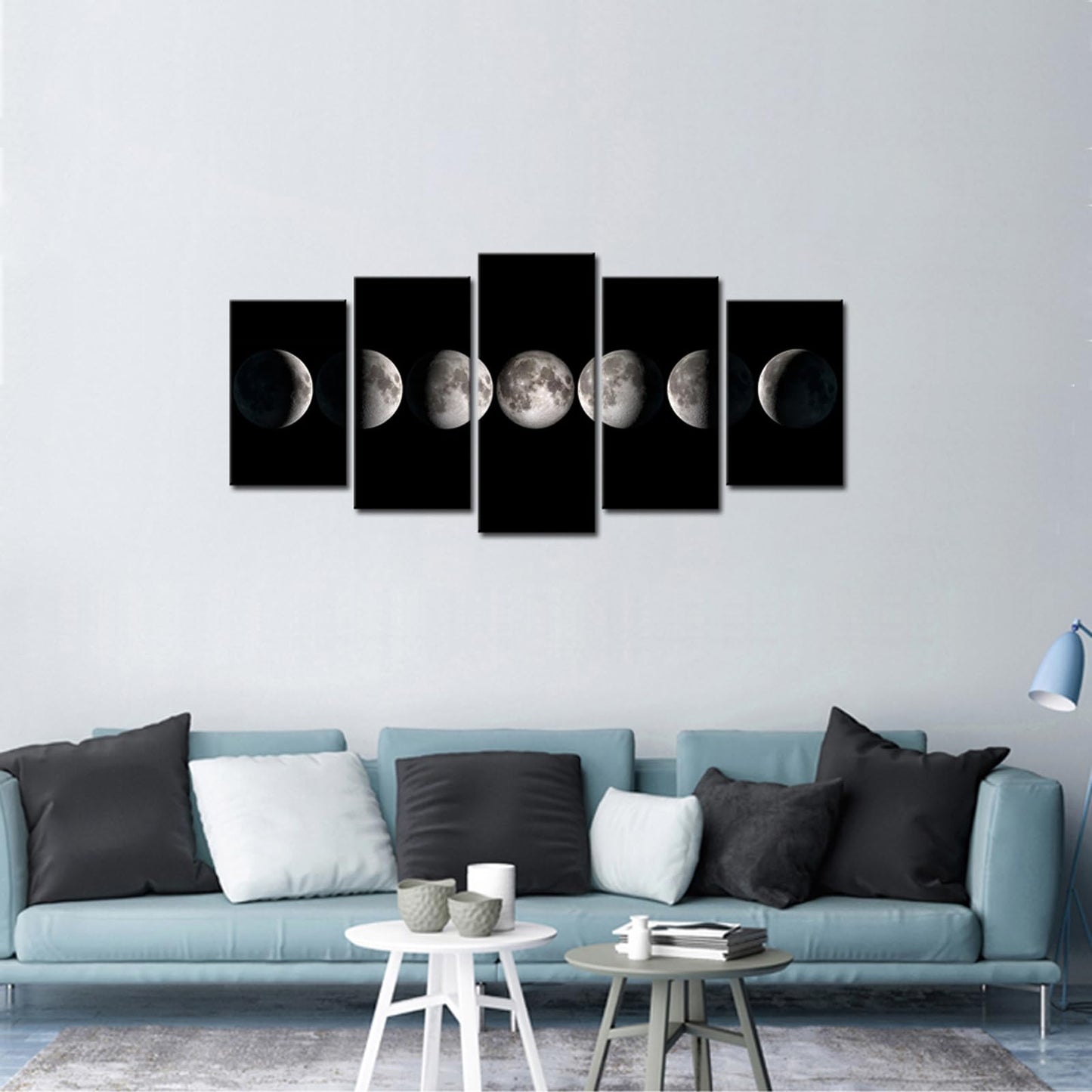 sechars Moon Phases Canvas Wall Art Decor Black and White Lunar Moon Pictures Paintings for Home Office Decorations Framed Ready to Hang