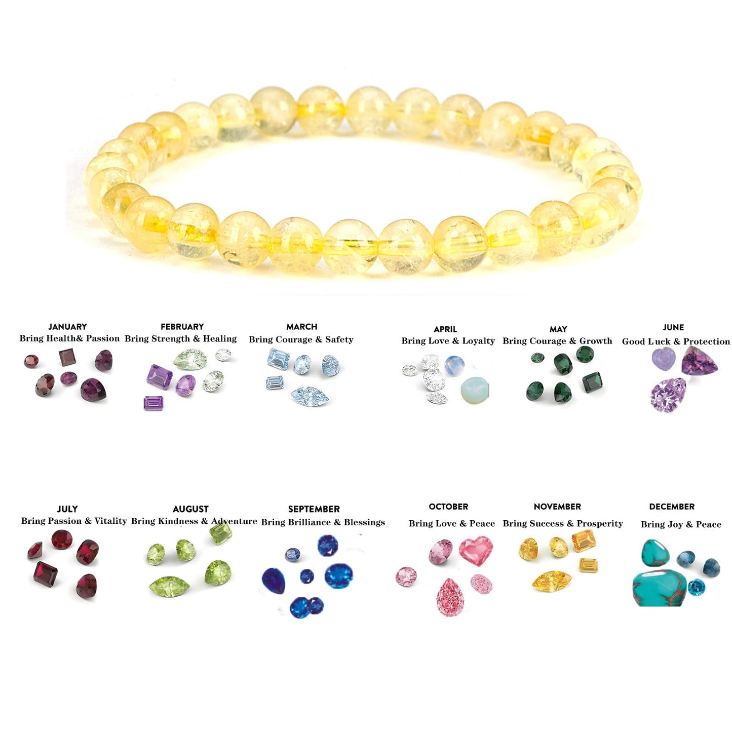Naupyal November Birthstone Bracelet for Women Men,Citrine Natural Stone Beaded Bracelets,Healing Crystal Gemstones Stretch Bracelet Stress Relief Month Bracelet Birthday Jewelry Gifts
