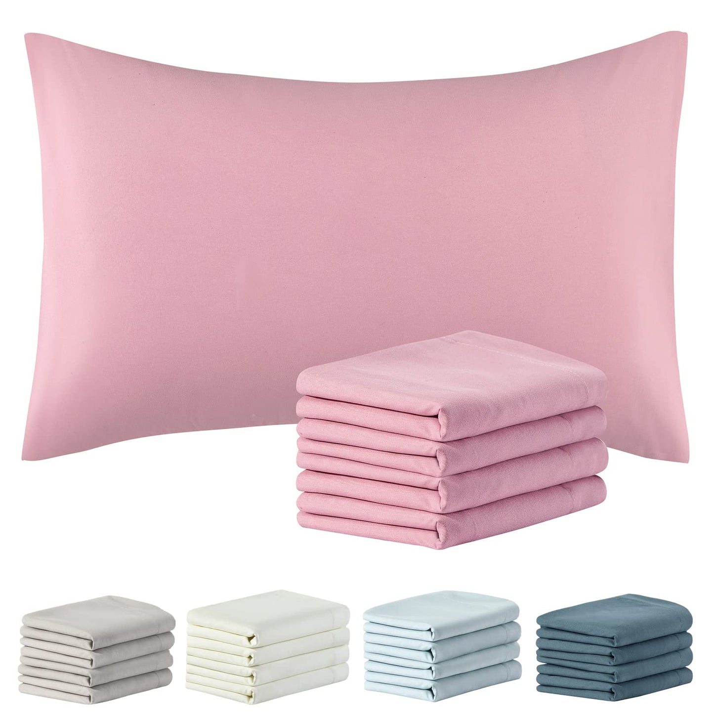 SiinvdaBZX 1800 Thread Count Microfiber Pillowcases Queen Size Set of 4 - Envelope Closure Pillow Cases - Ultra Soft Easy Care (Pink)
