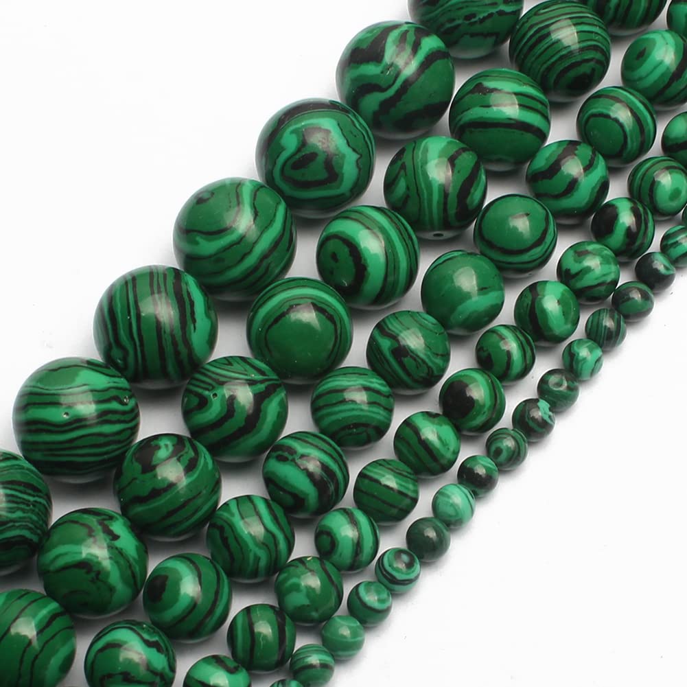 NITOPUPU 10mm 37pcs Green Malachite Natural Stone Beads for Jewelry Making Supplies, Round Crystal Beads for Bracelets Necklace DIY Crafts