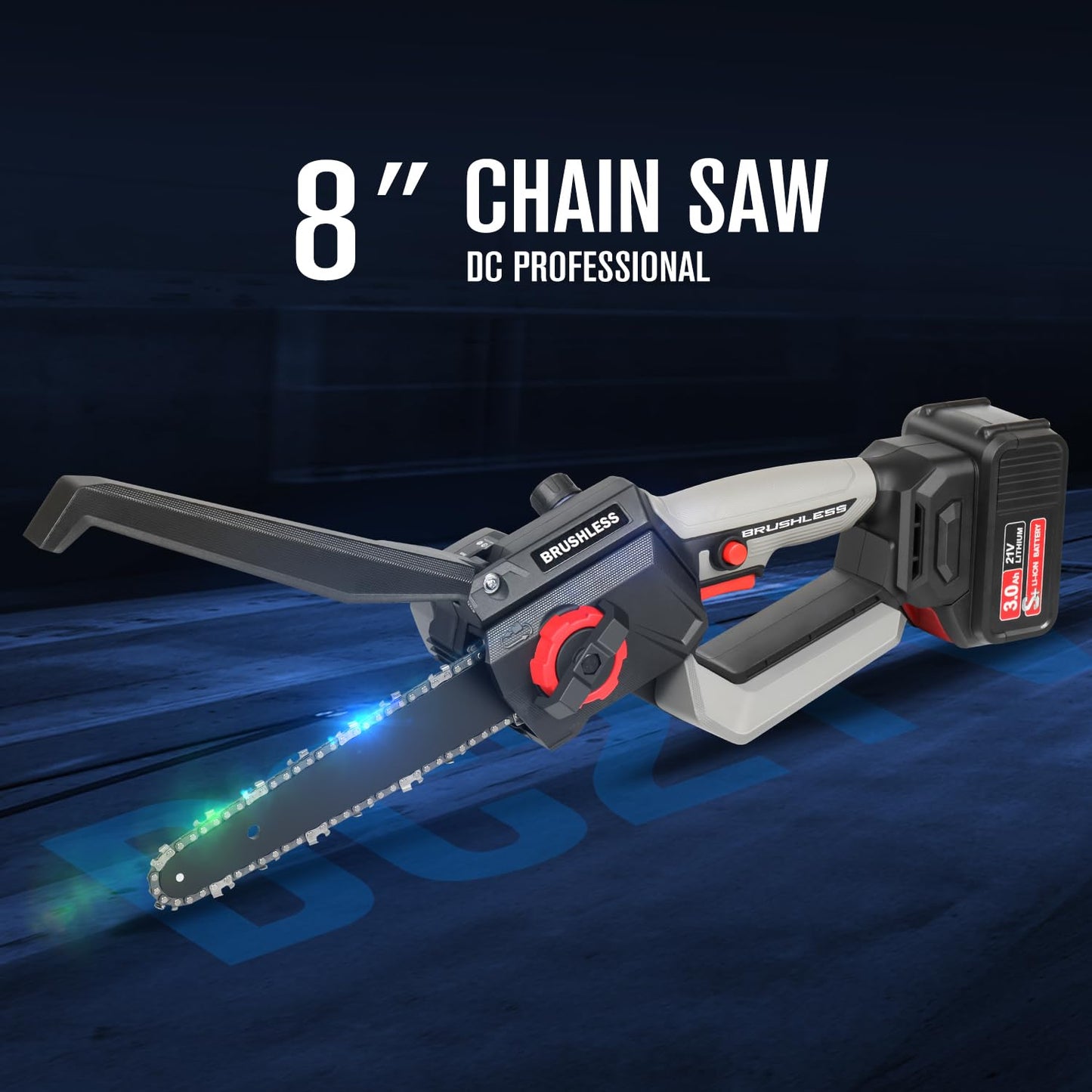8 Inch Mini Chainsaw Cordless, 1150W 5000RPM Brushless Handheld Electric Chain Saw with Chain Guide Plate 2x3.0A Batteries and Other 6 Accessories, for Tree Branch Wood Cutting, Garden Tools Gift