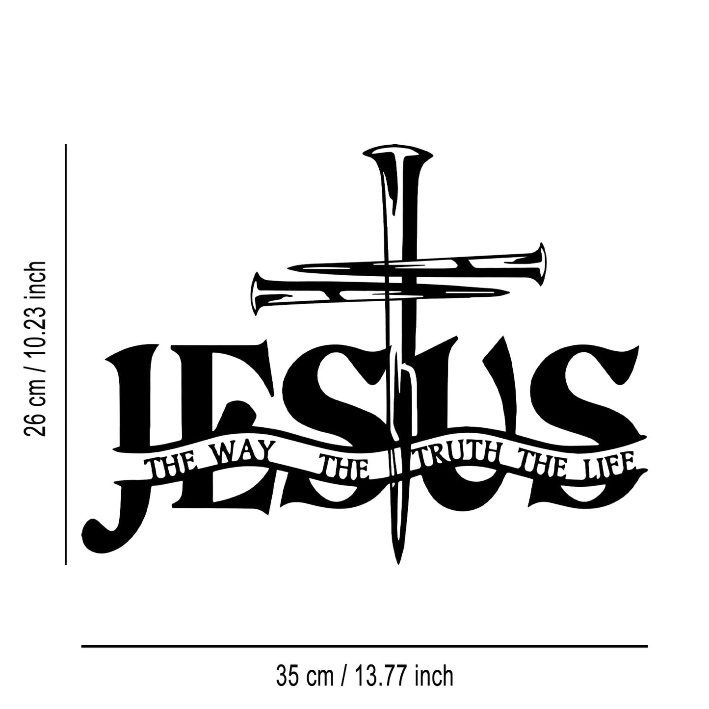Cross Jesus Truth Metal Wall Decor - Religious Spiritual Faith Room Decor Black Wall Art Home Decor for Living Room, Bathroom, Bedroom, Dining Room, Church (Black)