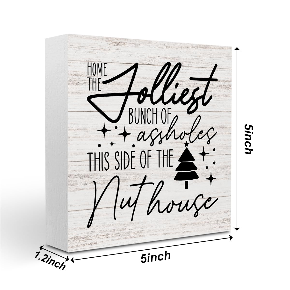 Christmas Decor Christmas Wooden Sign Christian Desk Decor Christmas Vacation Humor Quote Sign Home Office Desk Table Cubicle Shelf Decor Gifts for Women 5 x 5 inch