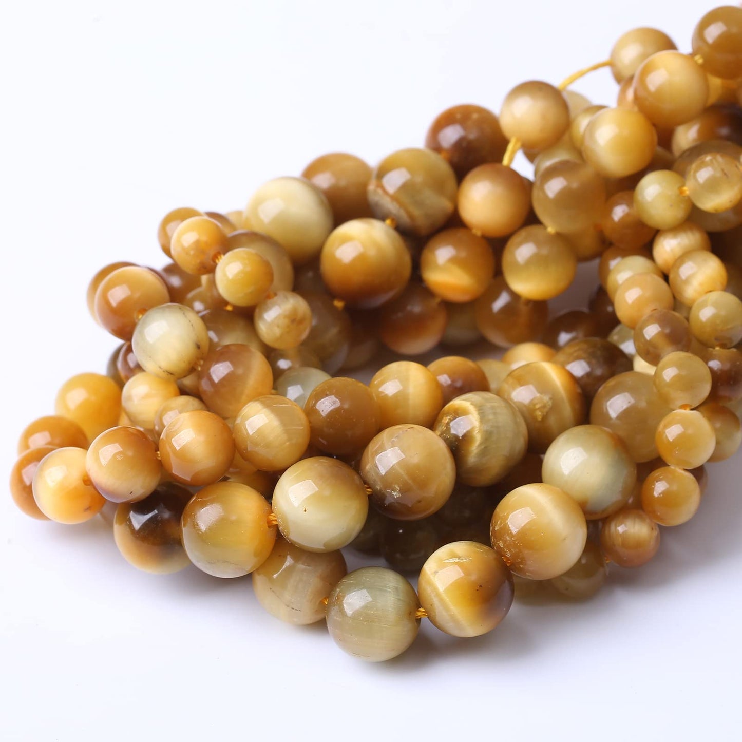 45PCS 8MM AAA Honey Gold Tiger Eye Stone Beads Natural Gemstone Bead Crystal Healing Energy Jewelry Making DIY 15 inches
