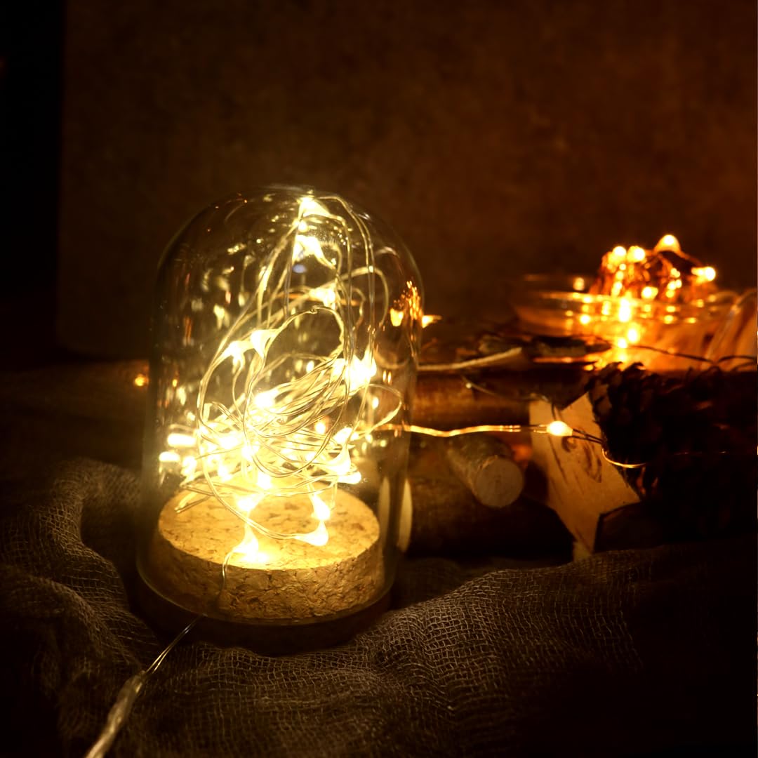 6 Pack 7Ft Starry String Lights No Remote Waterproof Fairy String Lights 20 Micro Starry LEDs On Silver Wire CR2032 Batteries Included for Wedding Centerpiece Party Christmas Table Decor Warm White