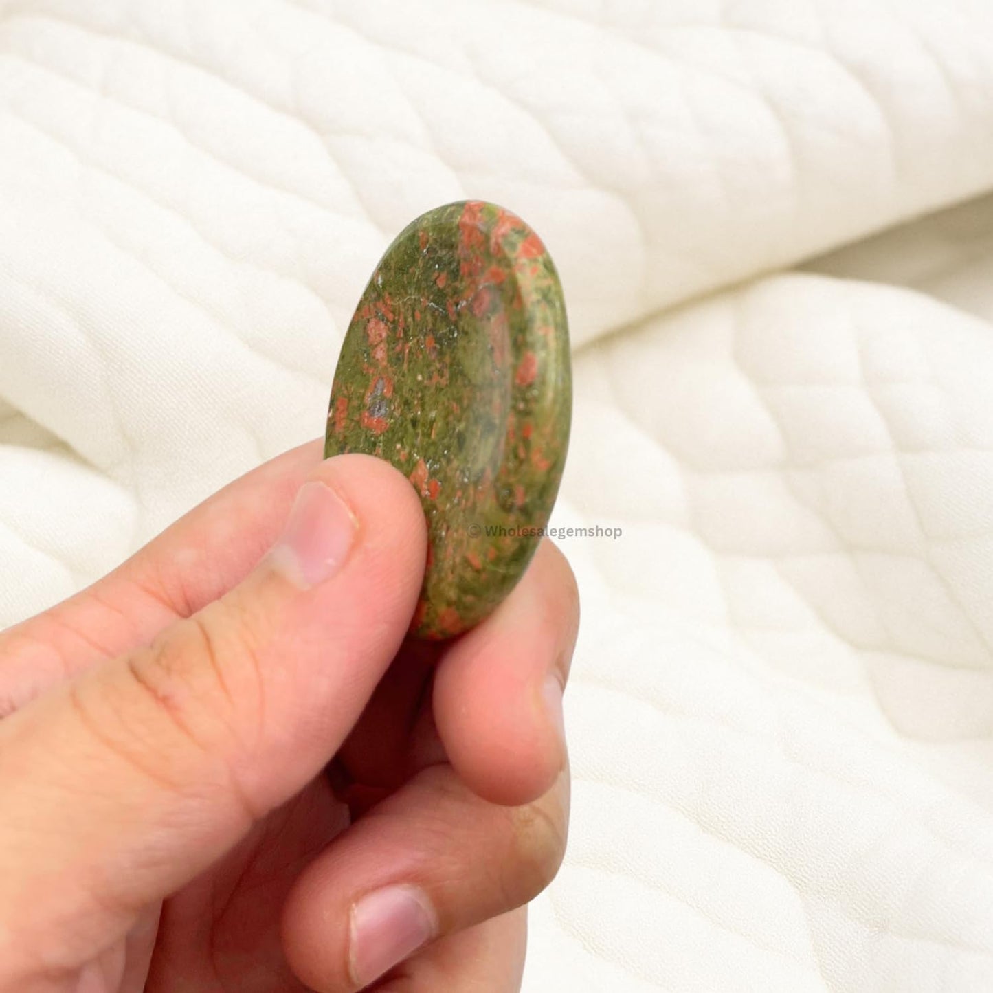 GEMSCITE Unakite Thumb Worry Stones Metaphysical Gemstone Crystal Healing Reiki Men Women Gift FENG Shui Positive Energy Love Wellness Palm Stones Wicca Powerful