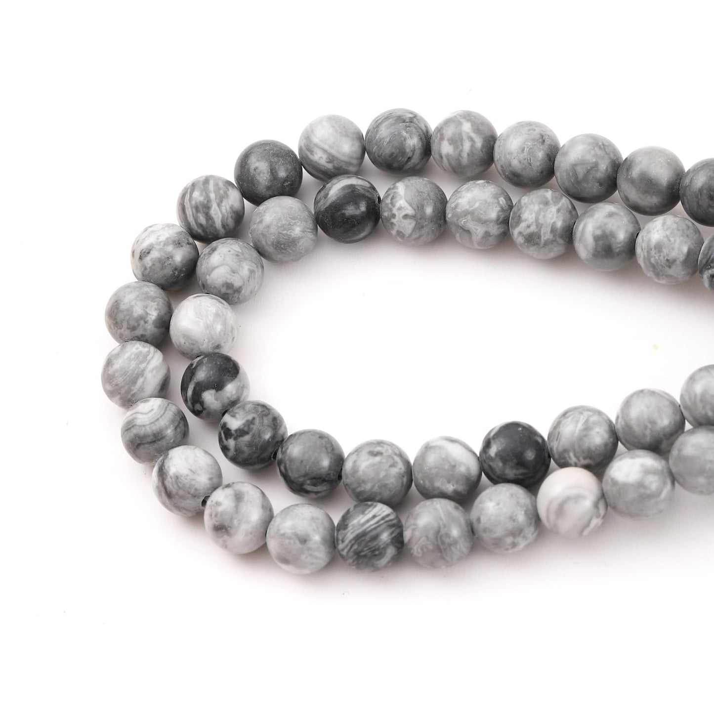 8mm 45pcs DIY Natural Map Stone Beads Round Healing Crystal Gemstone Loose Beads for Jewelry Making Handmade Bracelet Necklace