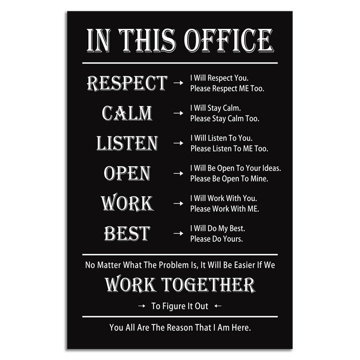 Motivational Canvas Wall Art for Office Wall Decor Inspirational Teamwork Theme Painting Posters In This Office Canvas Prints Artwork Framed Wall Art for Bedroom Modern Company Decor[12''W x 18''H]