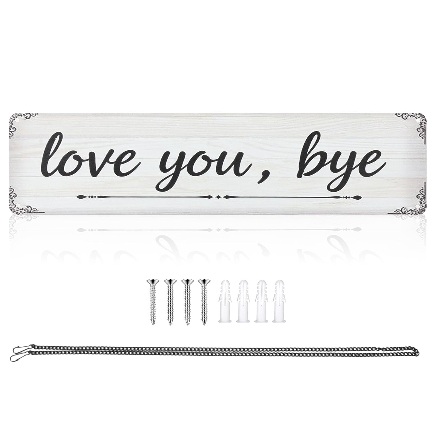 Nirxxiy Love You Bye Sign Sentimental Sign Wall Aluminum Decor Home Bar Hallway Entryway Door Metal Wall Art Gifts for Loved Ones to Express Warmth 16 x 4'' (White Font-A)