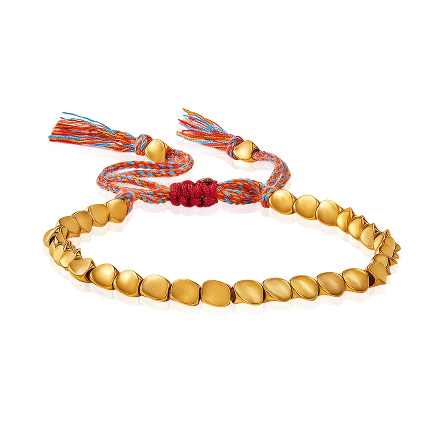 Buddha Stones Tibetan Copper Bead Bracelet, Handmade Braided Cotton String Tibetan Copper Bracelet, Polished Copper Beads Tibetan Bracelet, Adjustable Unisex Copper Bracelet Gift for Women and Men, Includes Gift Box