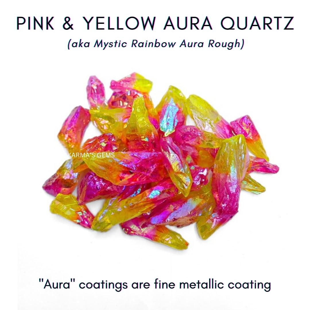 Crystals, Rocks, Jade, Crystals and Healing Stones, Witchcraft Supplies, Healing Crystals, Stones, Healing Stones, Rock Collection, Agate, Raw Stones (Pink - Yellow Aura Quartz, 2 Pcs)