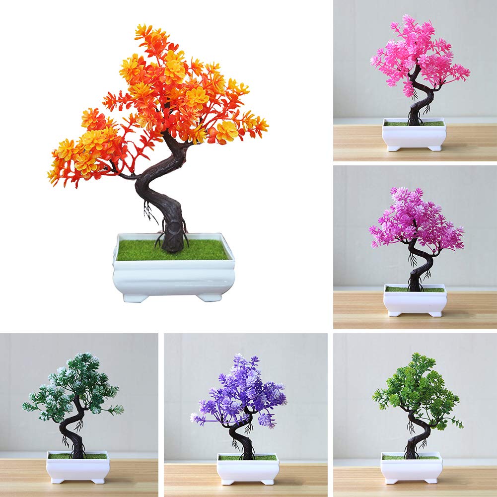 LAPUTA Decorative Faux Plants Artificial Potted Tree Bonsai Simulation Plant Home Decor Table Centerpieces Desk Ornament Pink