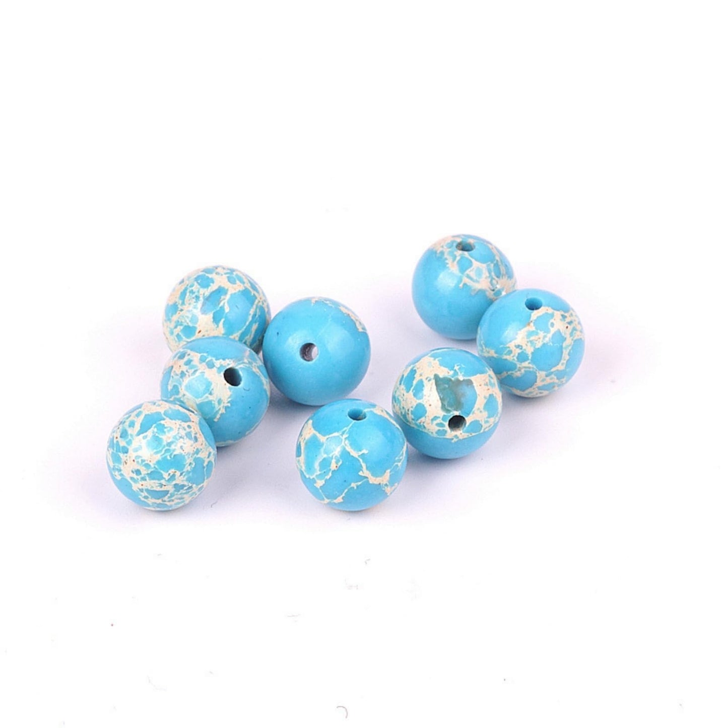 100Pcs Natural Stone 6mm Light Blue Imperial Jasper Round Loose Gemstone Energy Healing Beads Hole Size 1mm DIY Smooth Beads for Bracelet Necklace Earrings Jewelry Making
