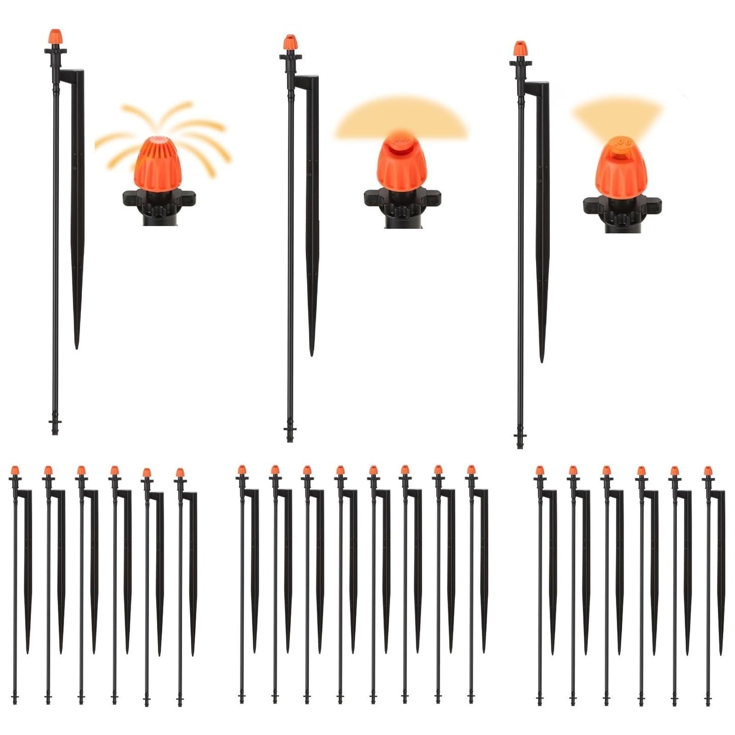 Micro Drip Irrigation Sprinkler Heads: 20 Sets Mixed 360/180/90 Degrees Drip Irrigation Emitters for 1/4 inch Hose Garden Irrigation System