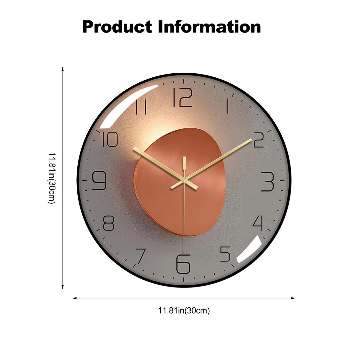 Ergocar Wall Clock, Art Deco Wall Clock, Non-Ticking Silent Modern Metal Wall Clock, Suitable for Living Room, Bedroom, Office,Study Room