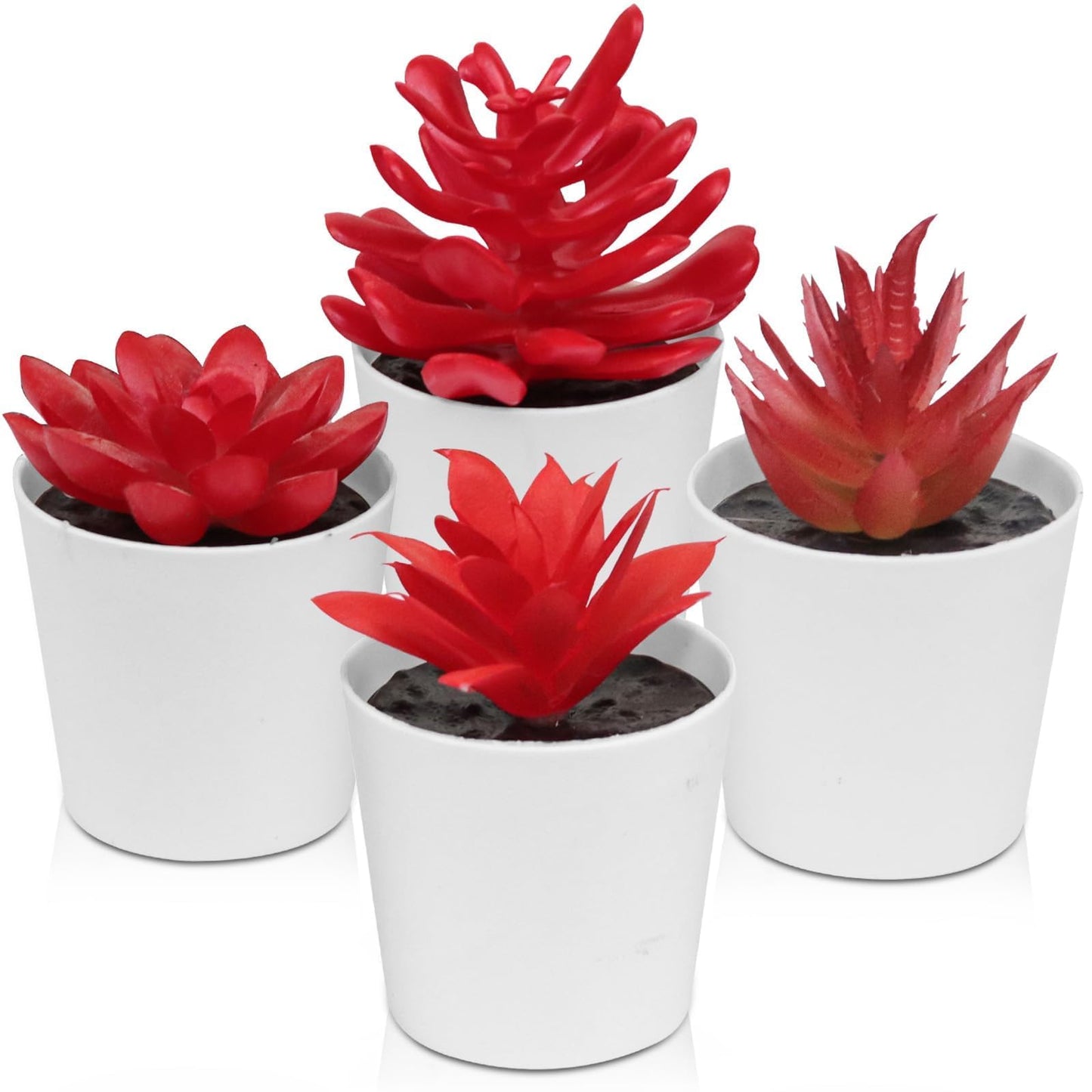 Uguisu Artificial Potted Plant, Simulated Gem Flower, Lotus Flower, Spring Artificial Succulent Plant, Small Artificial Plant, Spring Artificial Fake Plant, Office Home Wall Decoration (4/Red)