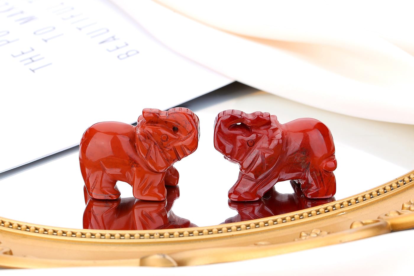 QINJIEJIE Red Jasper Crystals Elephant Decor Desk Stones Figurine Natural Gemstones Decoration Room Office Pocket Statue Meditation Spiritual Stocking Stuffers Christmas Stocking Stuffers Gifts Women