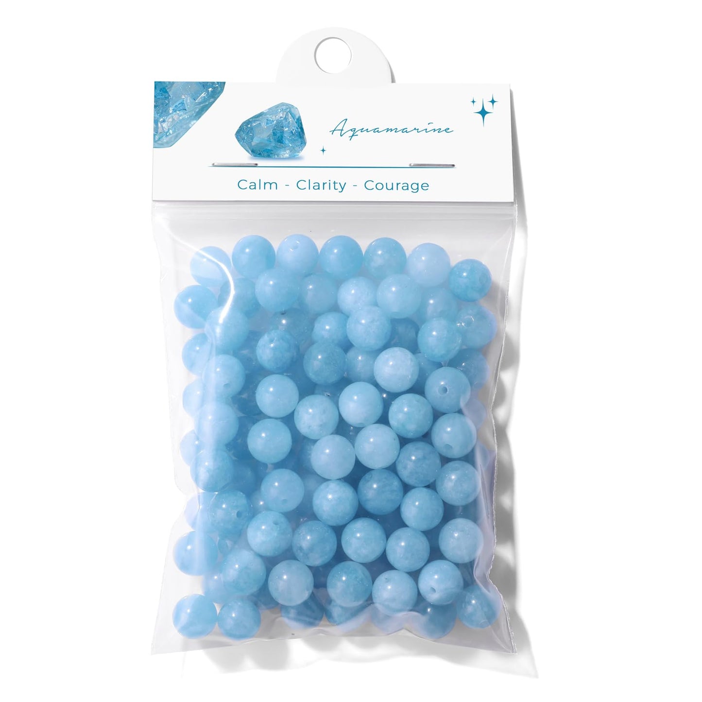 Raicegs 100pcs 8mm Aquamarine Beads Natural Gemstone Beads Round Loose Beads for Jewelry Making DIY Bracelets Necklace