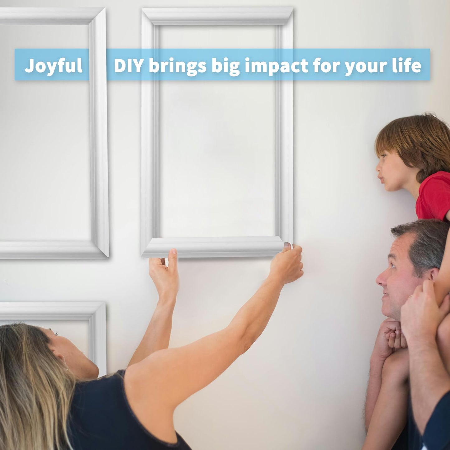 Art3d Pre-Cut Wall Molding Set of 6 pcs, Ready-to-Assemble Wainscoting Panels for Interior Wall Décor Living Room Bedroom Accent Wall - Installed with Glue, 3 Top 3 Bottom
