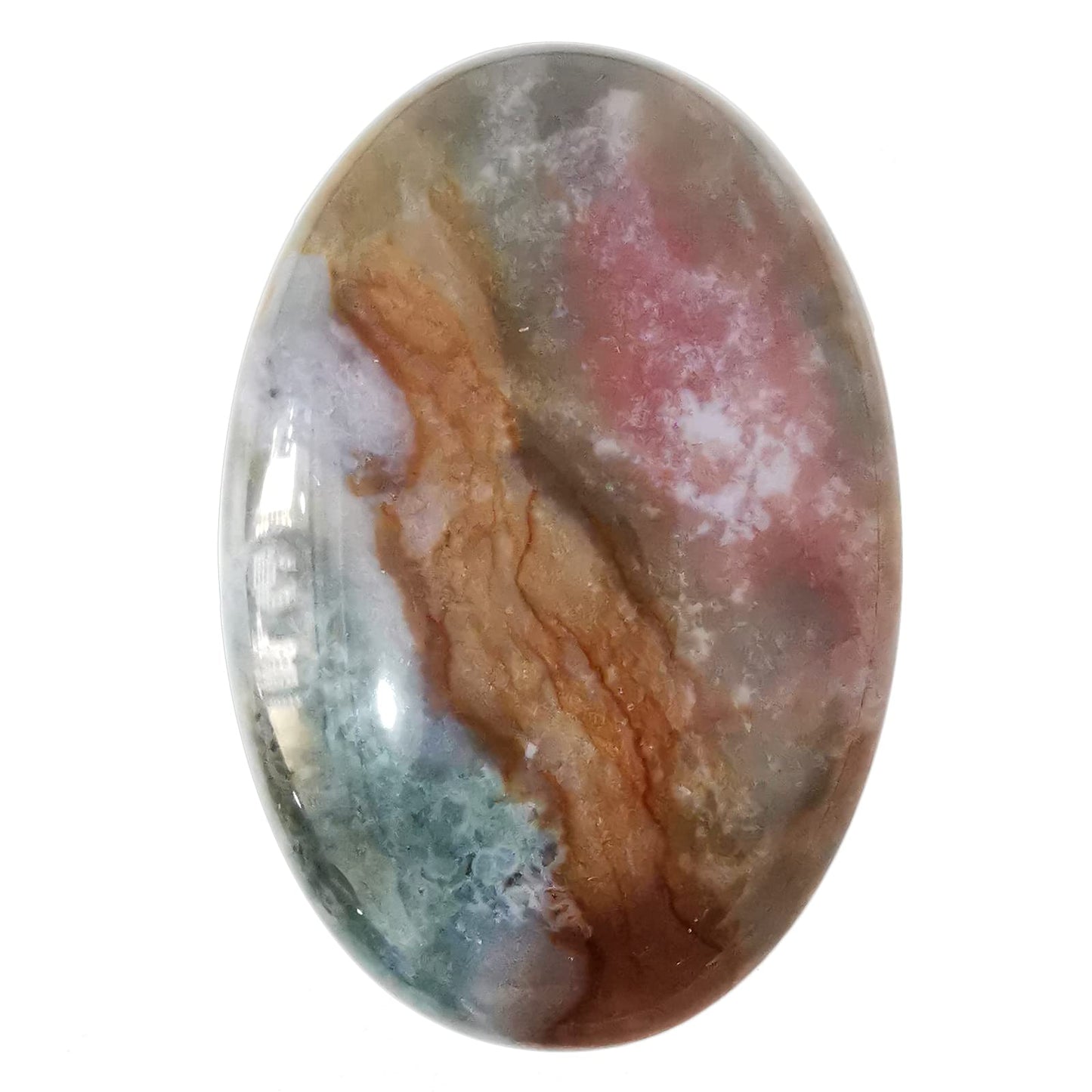 Loveliome Natural India Agate Oval Polished Worry Stones, Healing Crystal Indoor Fountain Stones Massage Energy Anxiety Relief Items