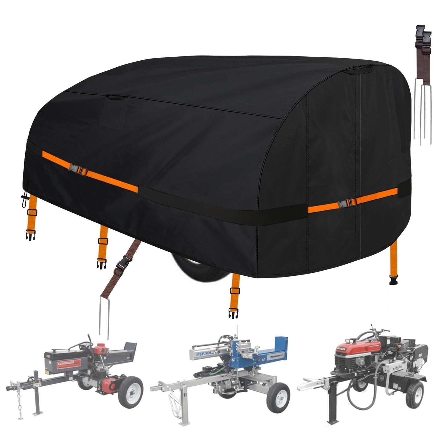 Goctoke Log Splitter Cover 1200D Heavy Duty Windproof for 15-60ton Electric Wood Splitter Cover All Weather Protection Log Splitter Accessories (94.5" L X 49.6" W X 41.7" H)