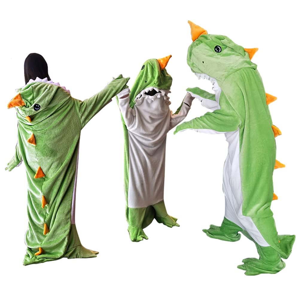 SunBritly Dinosaur Blanket for Adults Hoodie Animal Sleeping Bags Soft Cozy Dinosaur Gifts(XL fit for Height 5'5"-5'9")