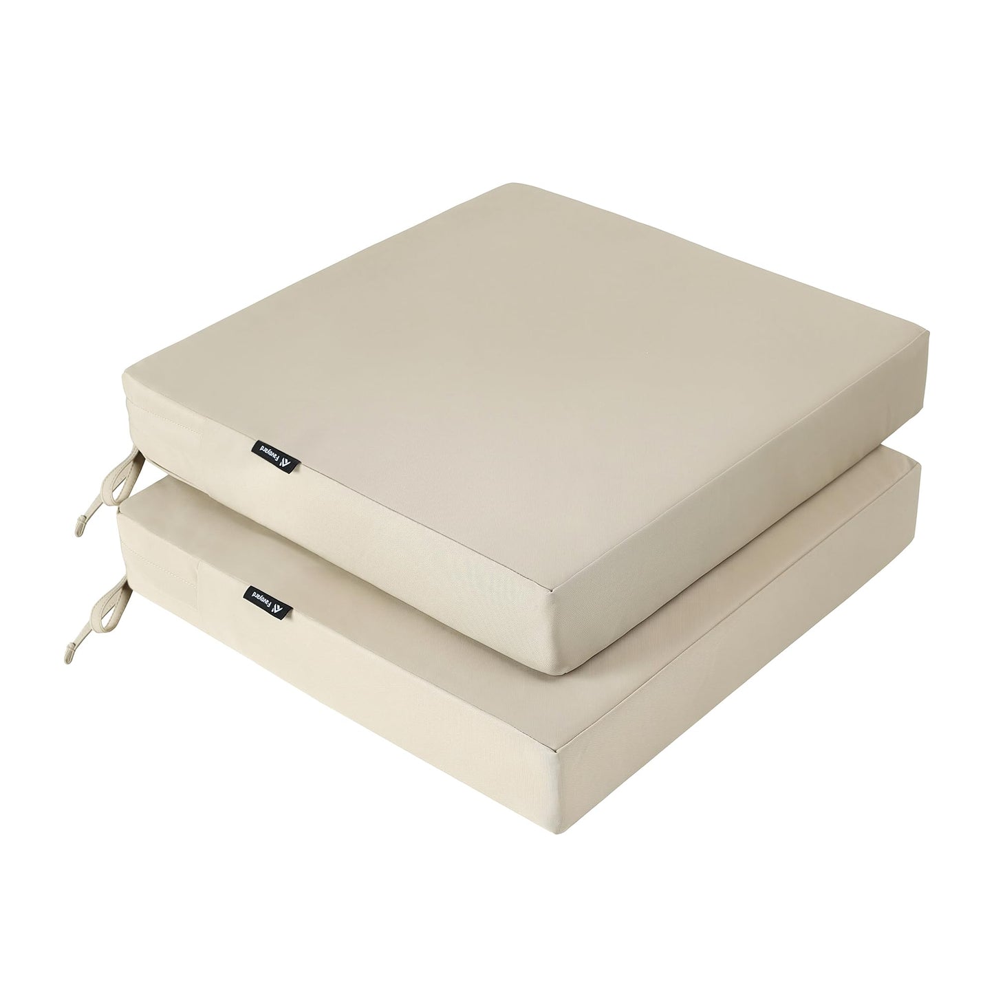 Favoyard Patio Chair Cushions 19 x 19 x 3 Inch Waterproof Outdoor Seat Cushions for Patio Furniture 3-Year Color Fastness Garden Sofa Couch Chair Pads with Handle & Adjustable Straps Set of 2, Beige