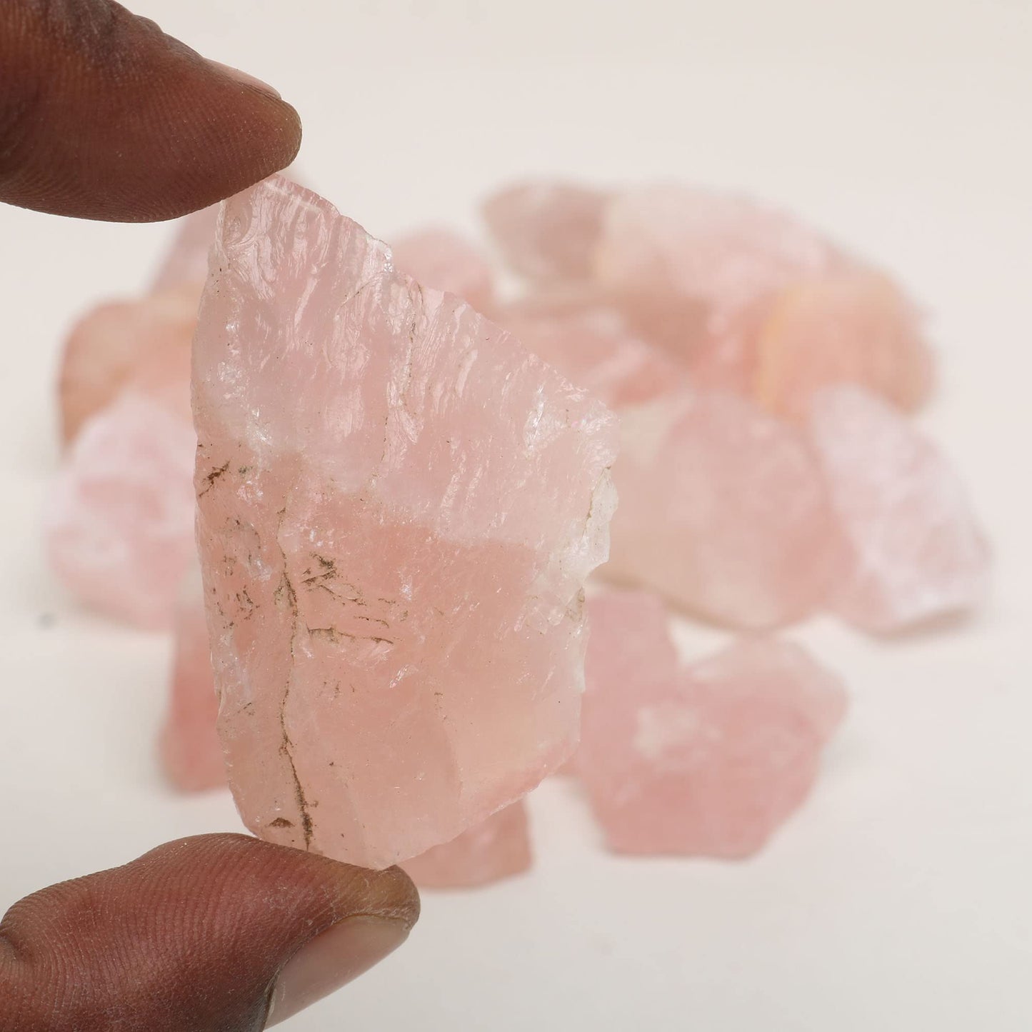 REAL-GEMS Natural Raw Rose Quartz 1lb Lot Healing Crystals Rough Stones for Tumbling, Cabbing, Polishing, Wire Wrapping, Wicca & Reiki Crystal Healing, Mix Gemstones,7 Chakra (Rose Quartz)