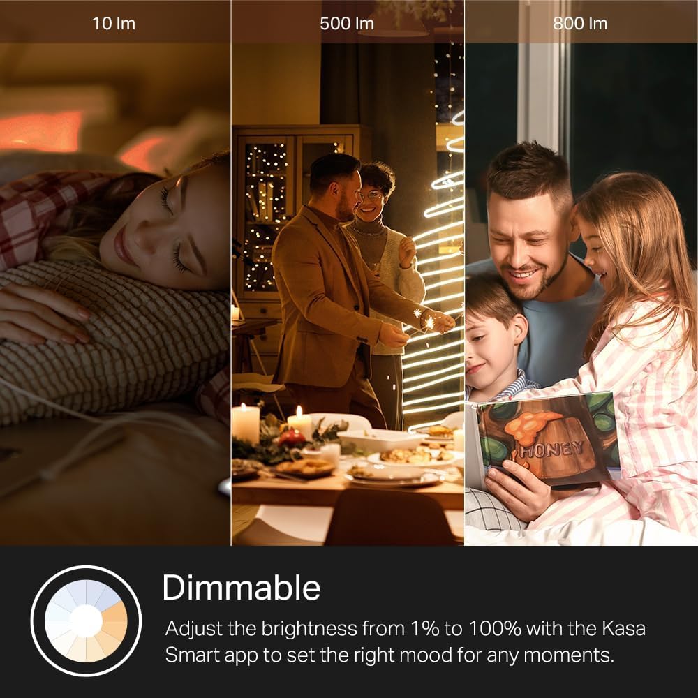 Kasa Smart Light Bulbs, Full Color Changing Dimmable Smart WiFi Bulbs Compatible with Alexa and Google Home, A19, 60 W 800 Lumens,2.4Ghz only, No Hub Required, 2-Pack (KL125P2), Multicolor