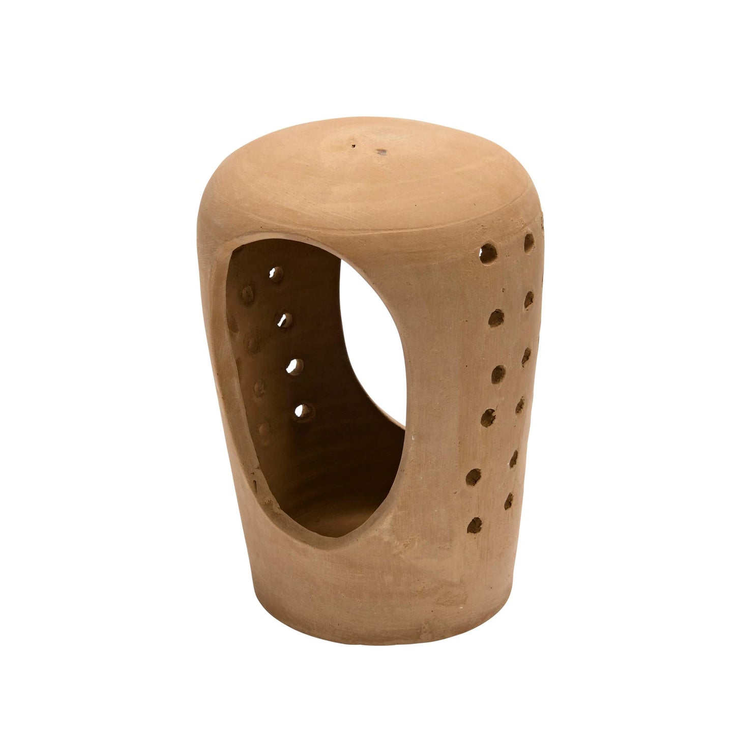 Creative Co-Op Handmade Terracotta Candle Holder with Cutouts