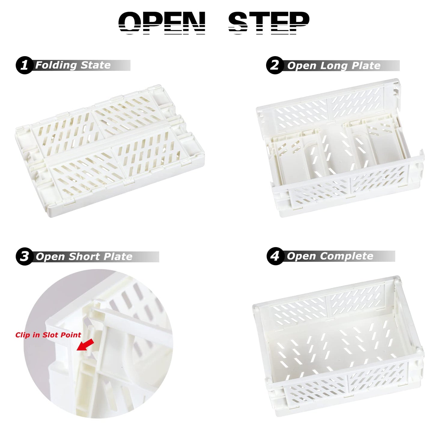 Tixill 2-Pack Mini Foldable Plastic Baskets for Organizing and Storage, Collapsible Storage Crate for Home Kitchen Bedroom Bathroom Office (5.9x3.8x2.2, White)