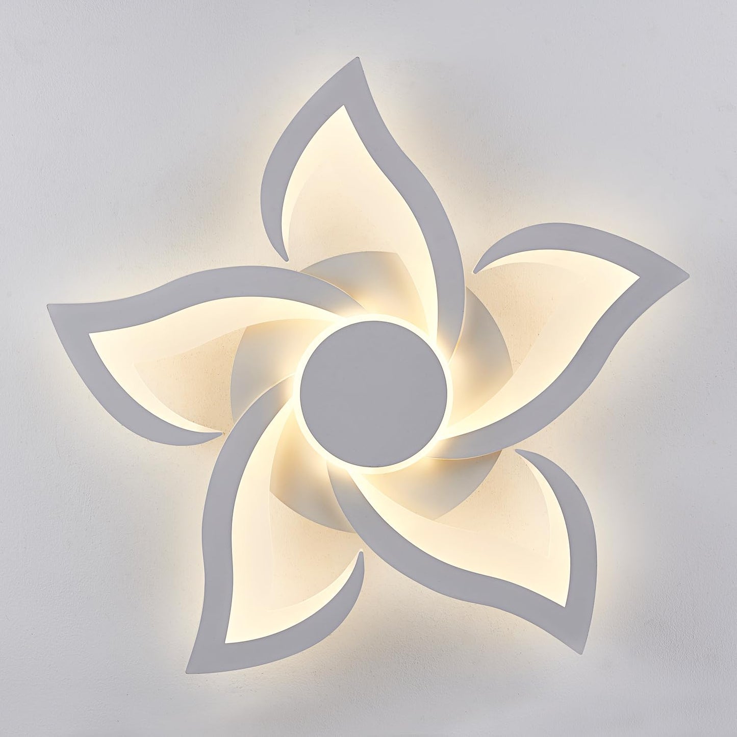 HuixuTe 24" Modern Geometric Ceiling Light Fixture, White Dimmable 3 Colors LED Close to Ceiling Light Fixtures with Remote, Low Profile Flush Mount Ceiling Light for Kitchen, Living Room