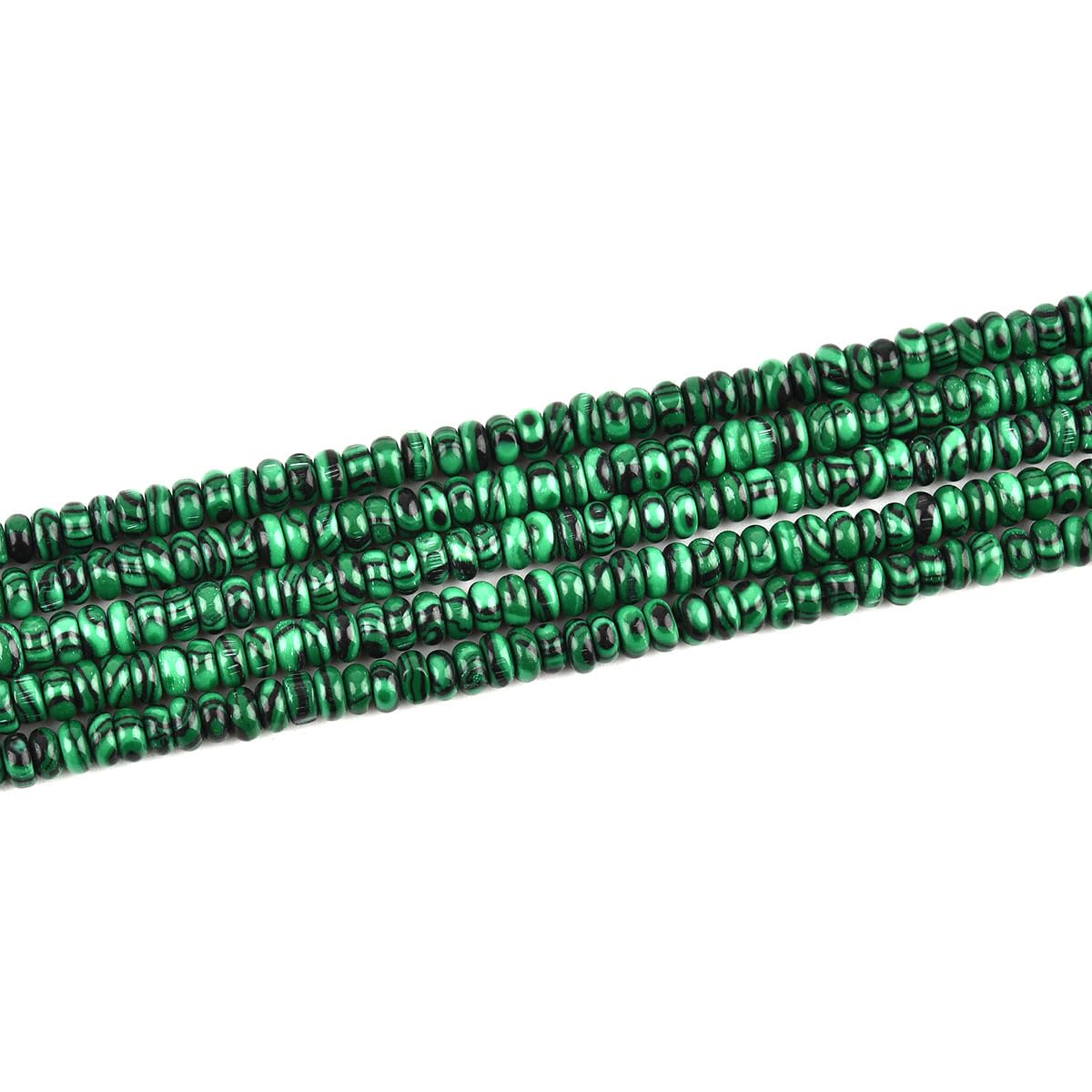 155pcs 4x2mm Synthetic Malachite Disk Rondelle Spacer Stone Semi Precious Gemstone Loose Beads for Jewelry Making 15 Inch