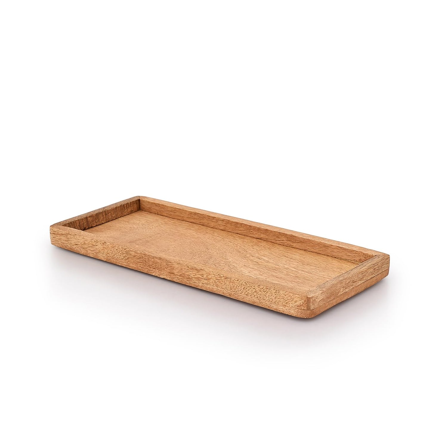 Samhita Mango Wood Serving Platter with Raised Edge -Set of 3 for Display Fruit Snacks Appetizer Sushi Food Decorative (12" x 5" x 0.75")