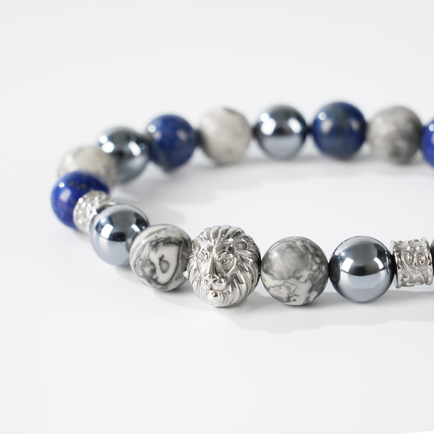 Lapis Lazuli Bracelet for Men, 10mm Elastic Adjustable Bead Bracelet, Terahertz, Lapis Lazuli, Map Stone Natural Gemstone Bracelet, Perfect for Anniversary, Christmas,Thanksgiving Gifts, Men's Jewelry Accessories.