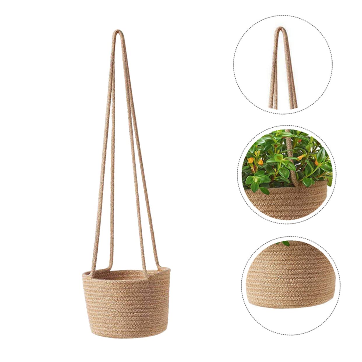 Cabilock 1pc Woven Hanging Basket Pot Macrame Decor Hanging Baskets for Plants Hand Decor Hanging Wall Planter Macrame Hanging Planter Basket Tabletop Planter Woven Basket