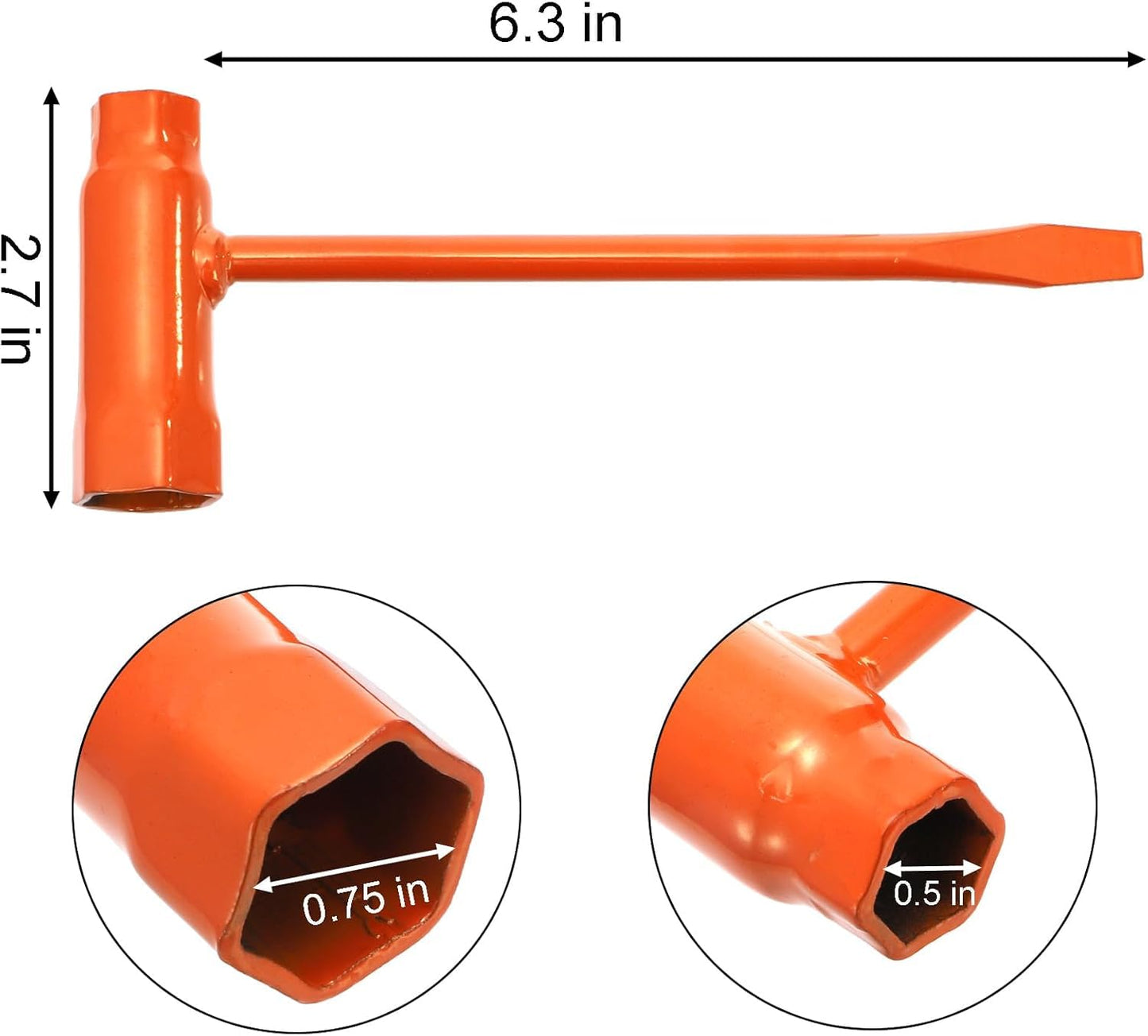 Okllen 9 Pack Chainsaw Scrench, T-Wrench Spanner Tool 13 by 19 mm (1/2x3/4inch), Combination Screwdriver and Wrench Adjustment Tool for Saws Chains Nuts Spark Plug, Orange