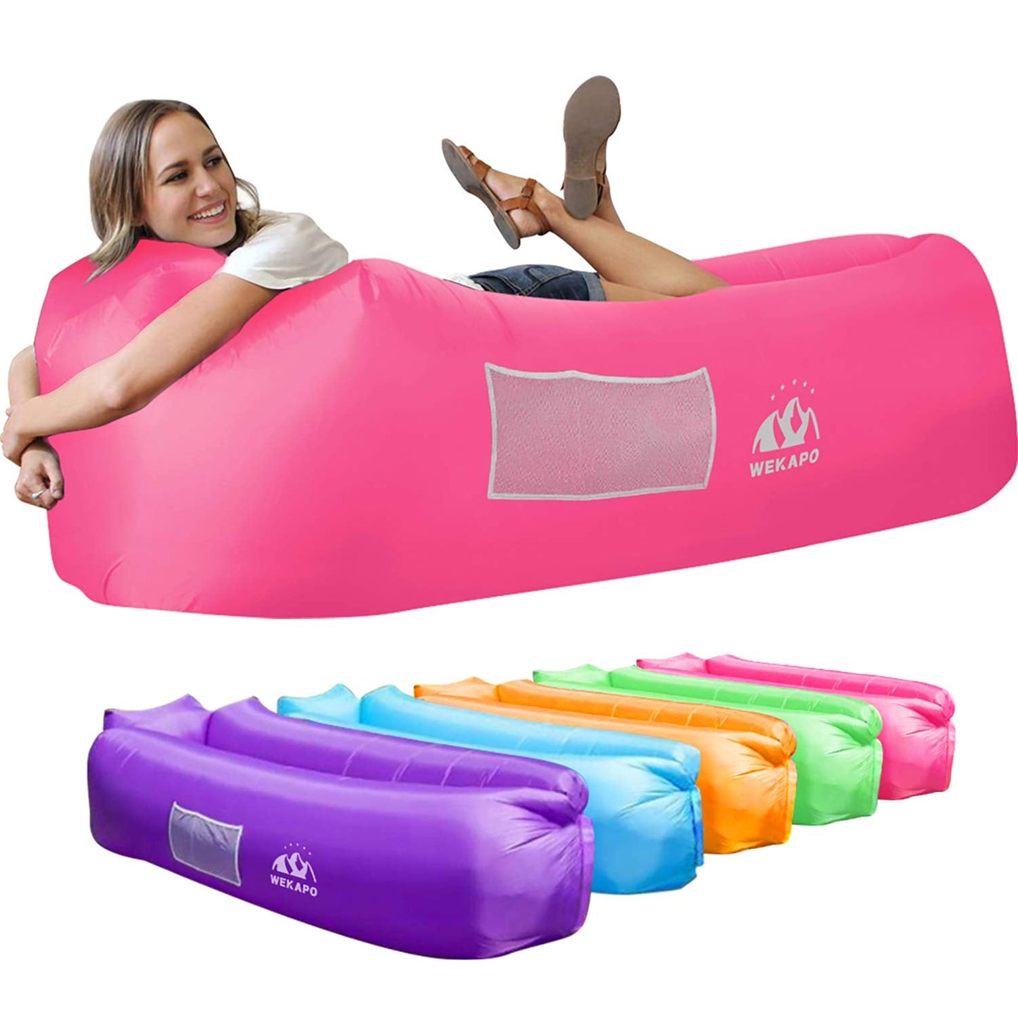 WEKAPO Inflatable Couch Air Lounger Chair - Camping & Beach Accessories, Portable Blow up Sofa for Hiking, Lawn, Indoor/Outdoor Movies & Music Festivals. Lightweight and Easy to Set Up Air Hammock