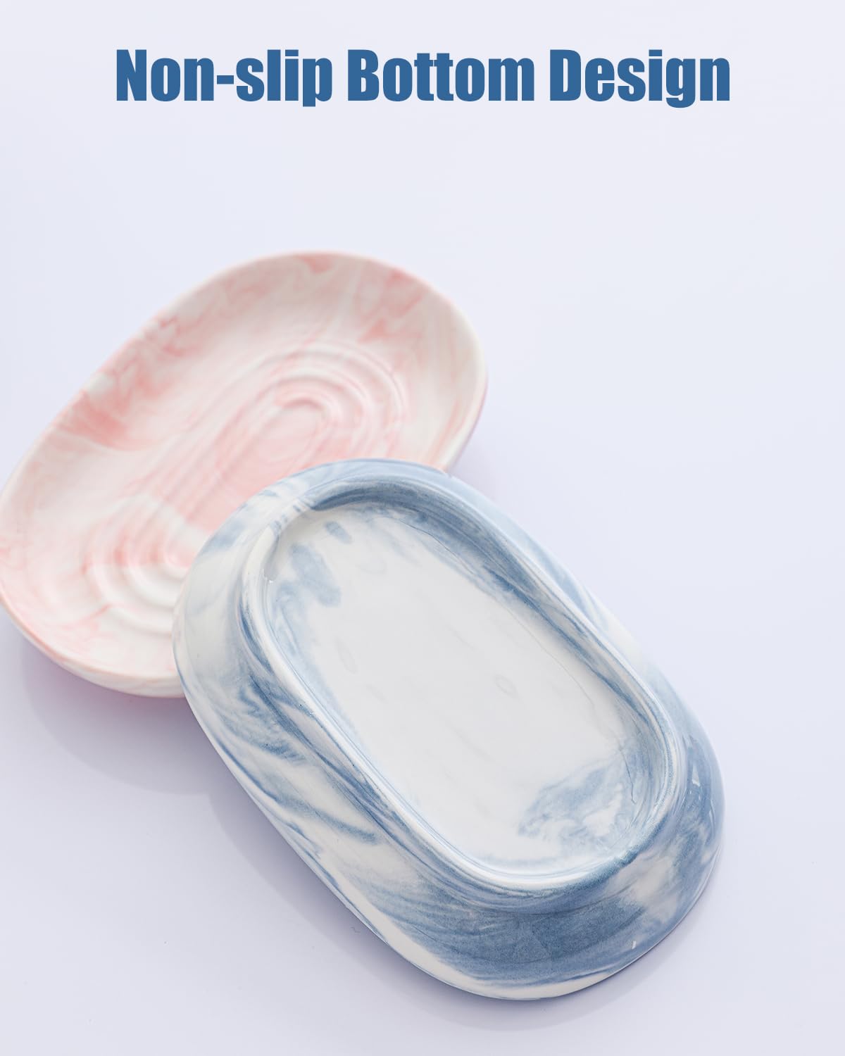 AIMAIAIMAI Blue Ceramic Soap Dish, Marble Pattern Bar Soap Holder - Elegant Hostess Gift, Housewarming Gift for New Home, Decorative Soap Tray for Bathroom, Kitchen