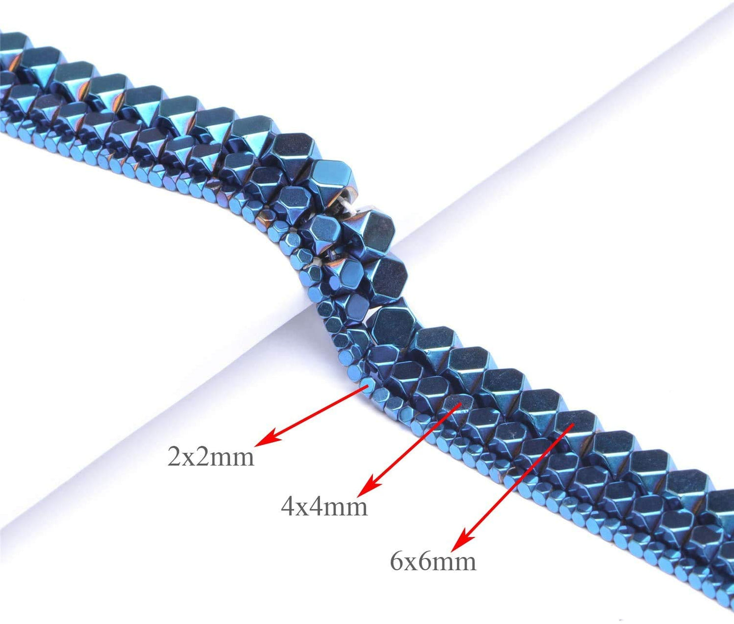AD Beads Natural Hematite Gemstone Faceted Square Cube Loose Beads 16" (6x6mm, Metallic Blue)
