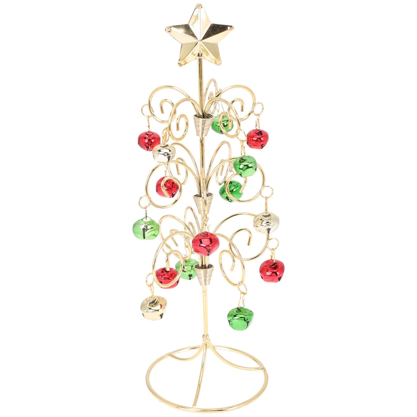 VICASKY Desktop Holiday Tree Ornament Metal Christmas Decoration Rotatable Calendar Xmas Ornaments Realistic Display Stand Gold Table Decor Tabletop Mini Trees (11.40X3.73 Inch)