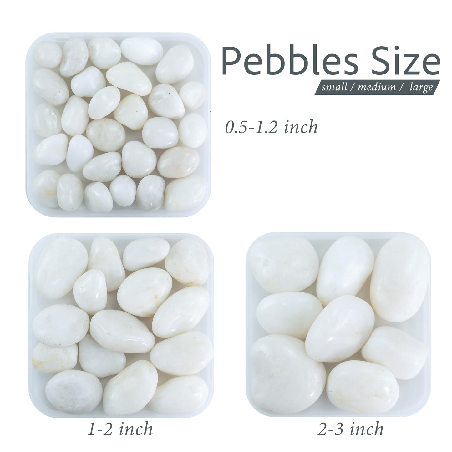GreenVibe River Rocks for Landscaping,20lbs White Pebbles for Indoor Plants, 0.5-1.2 Inch Decorative Rocks for Planters, High Polished Stones for Vase Filler Fish Tank Garden
