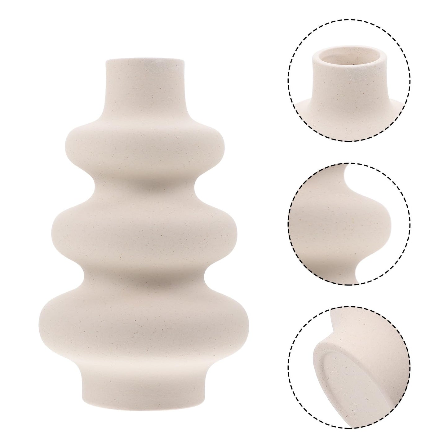 Beaupretty Matte Frosted Ceramic Geometric Flower Vase DIY Craft Decorative Floral Ornament Home Décor Accent for Living Room and Office
