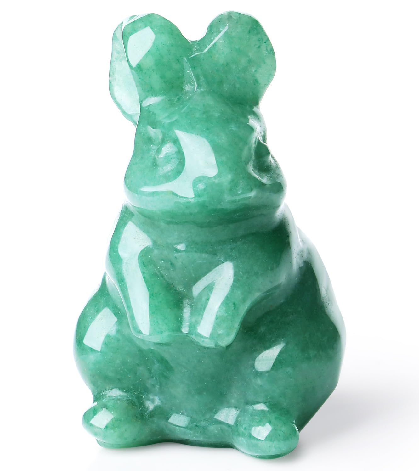 QINJIEJIE 2" Green Aventurine Bunny Decor Crystals Rabbit Figurines, Easter Bunny Statue Decorations Carved Stones Statue Natural Gemstones Polished for Spring Easter Decor Party Favors