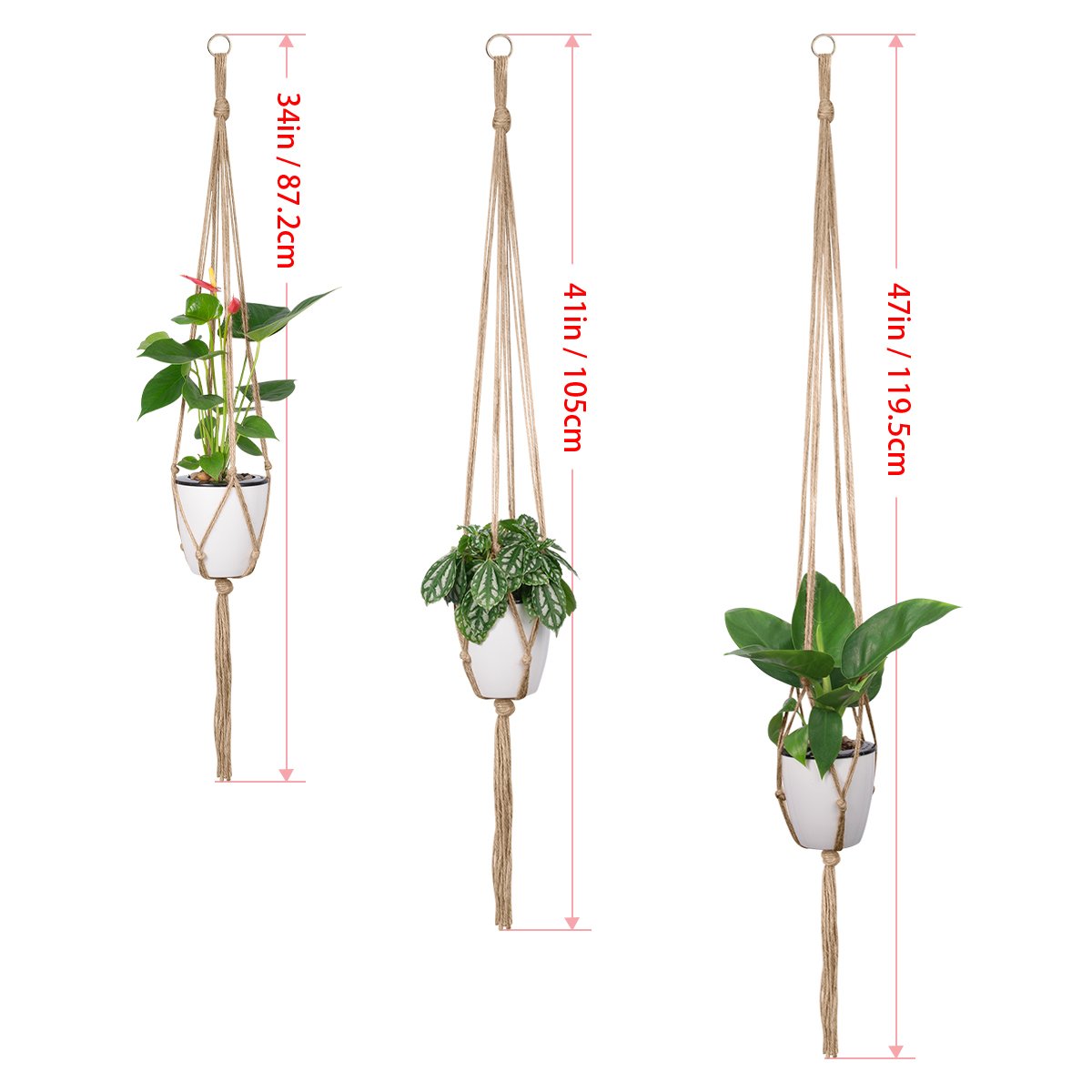 Petutu Plant Hangers Indoor Macrame Hanging Planter Holder 6 Pack, 3 Sizes