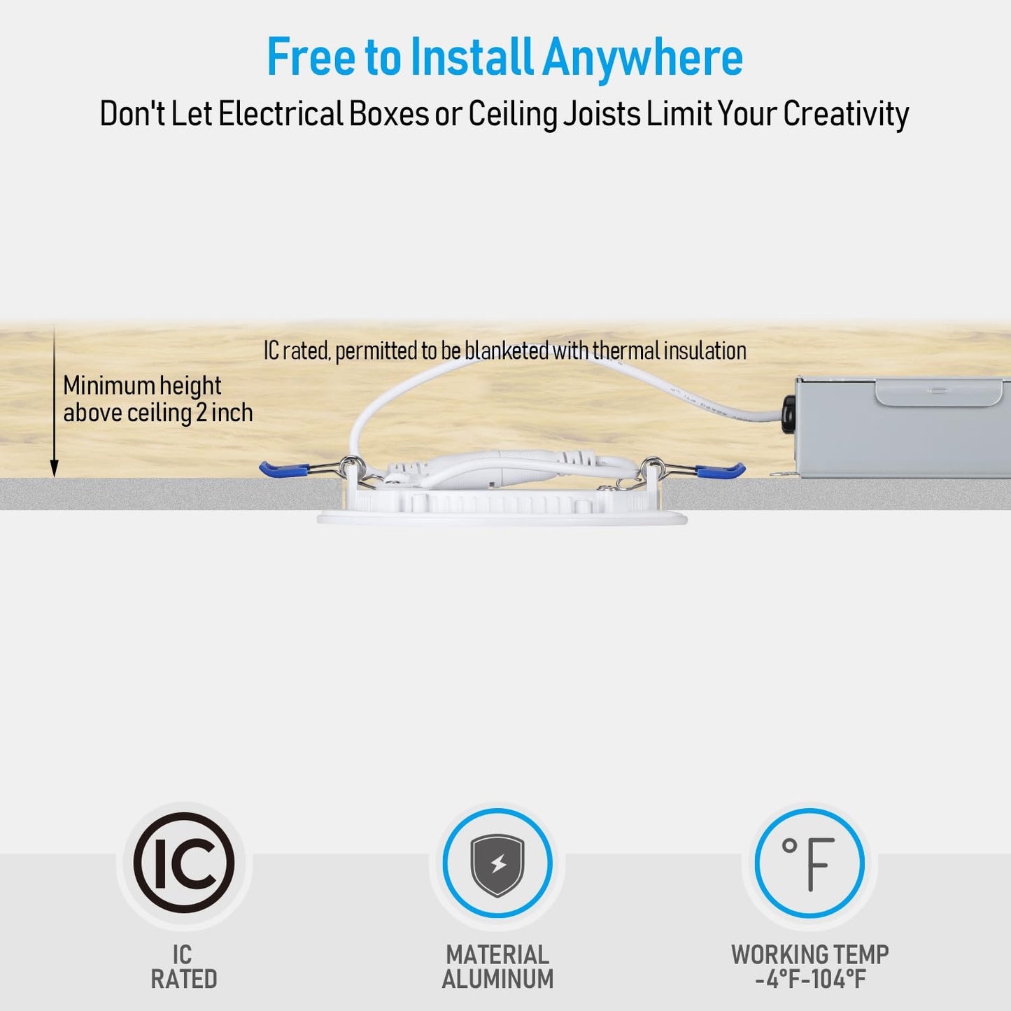 TORCHSTAR 4 Inch Ultra-Thin LED Recessed Light with Junction Box, 4000K Cool White, 10W 80W Eqv. Dimmable Slim LED Downlight, ETL and Energy Star Certified, Pack of 4