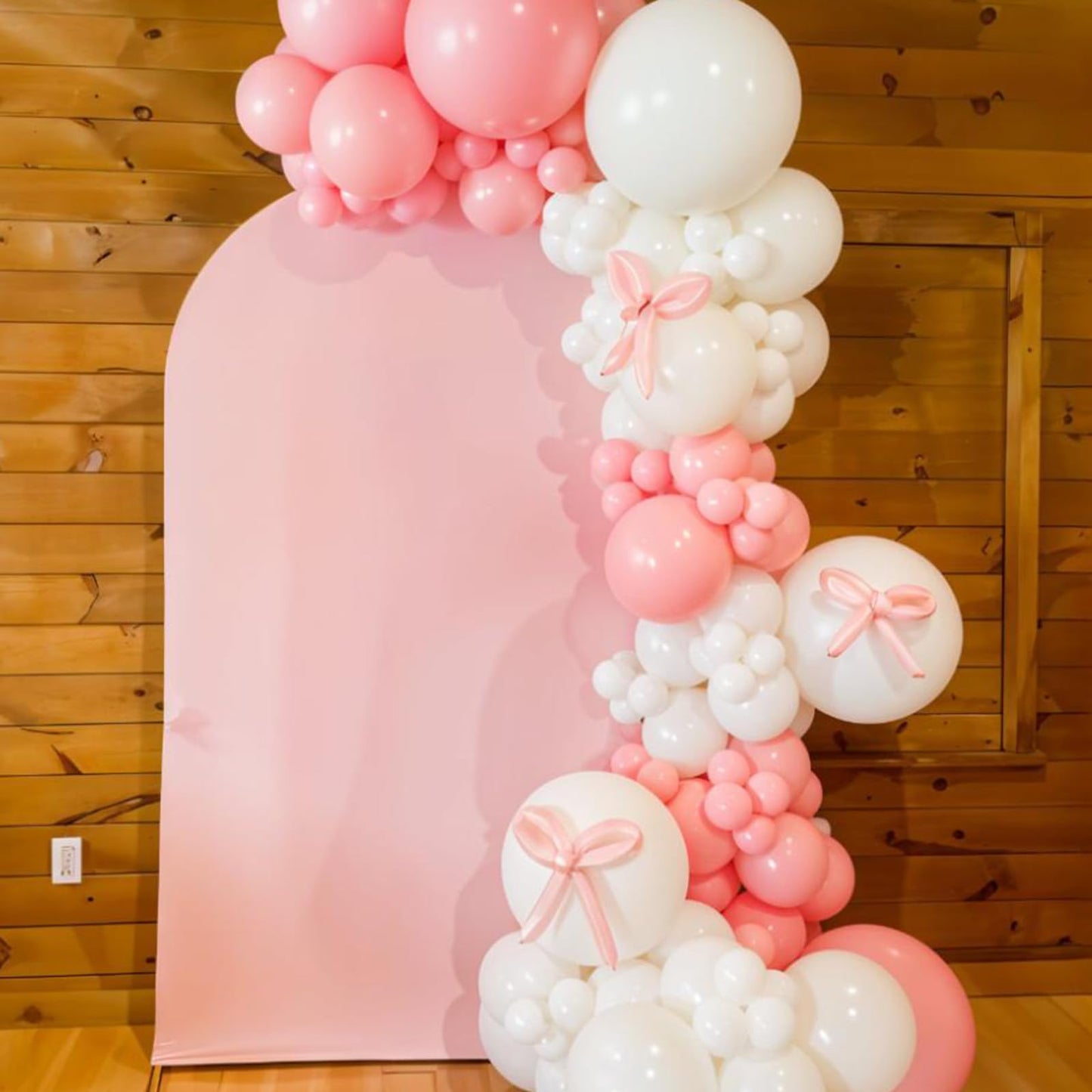 Pink Bow Balloons, 60pcs Pink and White Balloons, Bow Printed Balloon Metallic Confetti Balloon For Girls Women Princess Coquette Birthday Bridal Baby Shower Party Engagement Wedding Anniversary Decor
