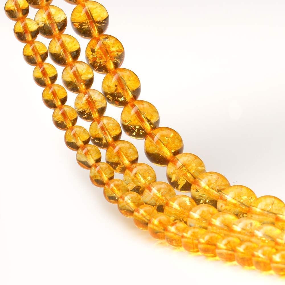 Yochus 45pcs Yellow Citrine Beads，8mm Healing Power Natural Stone Round Loose Beads for Jewelry Making Earring Necklace DIY Crafts