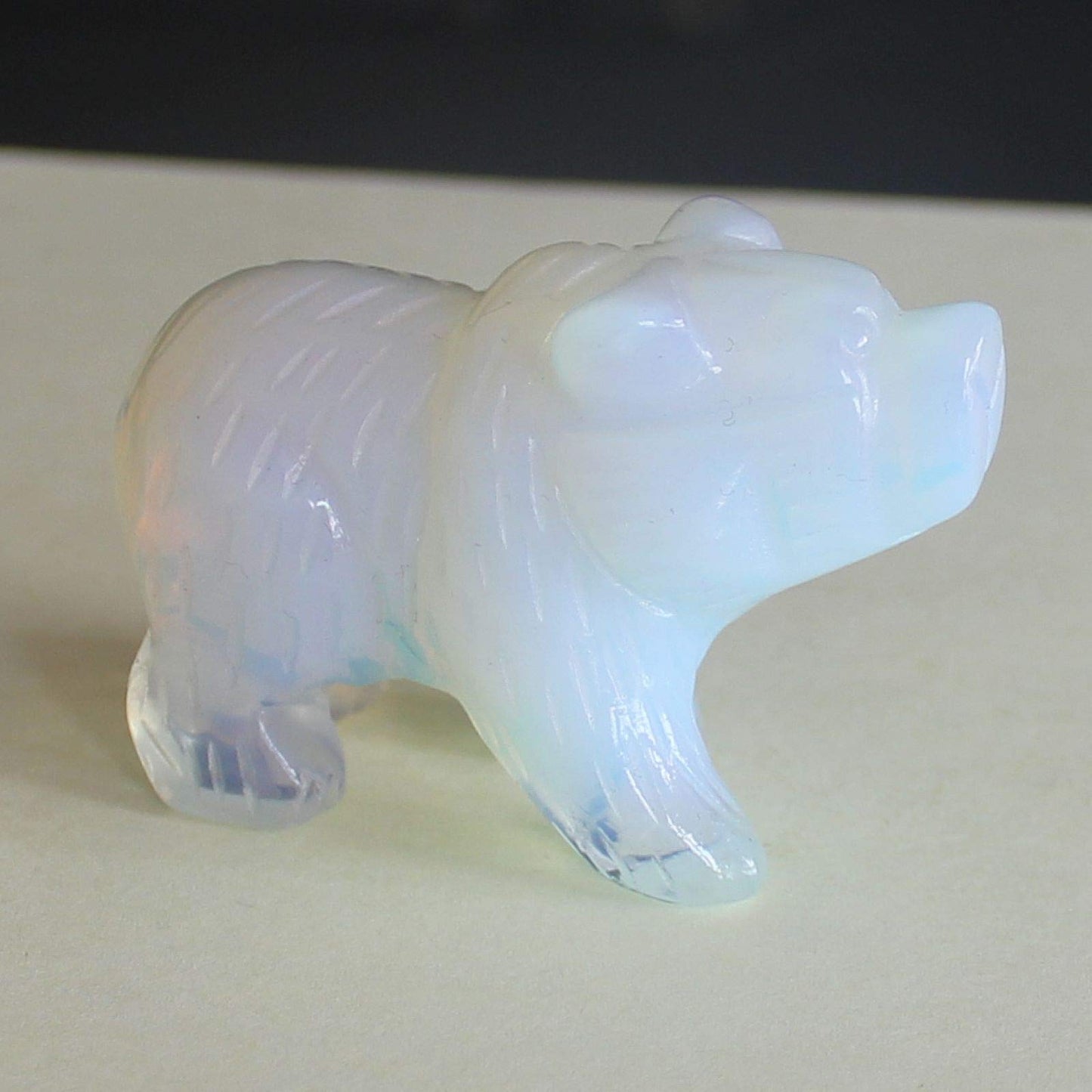 2'' Hand Carved Mixed gemstome Crystal Bear Figurine Animal Carving (White opalite)