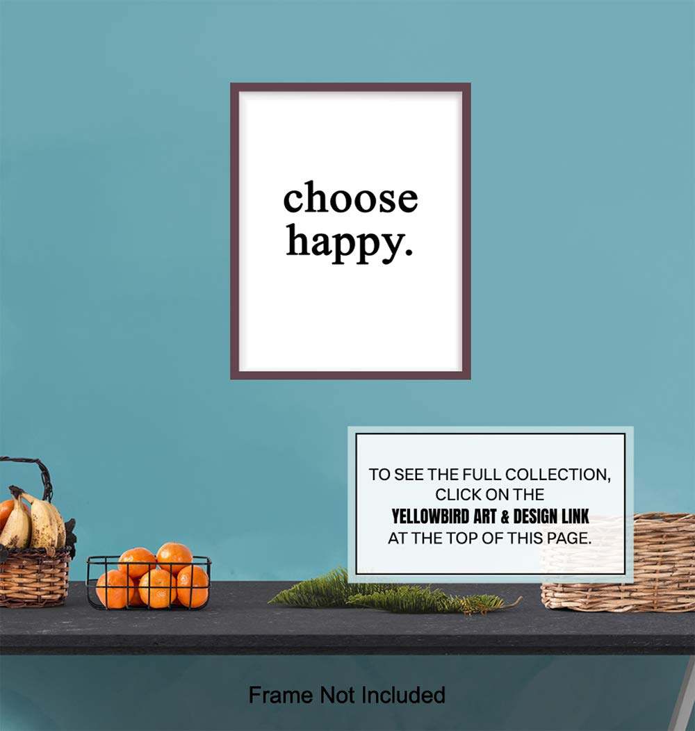 Choose Happy Wall Art Print Typography - Unframed - Makes a Great Gift - Chic Home Decor - Ready to Frame (8x10) Photo - Motivational and Inspirational